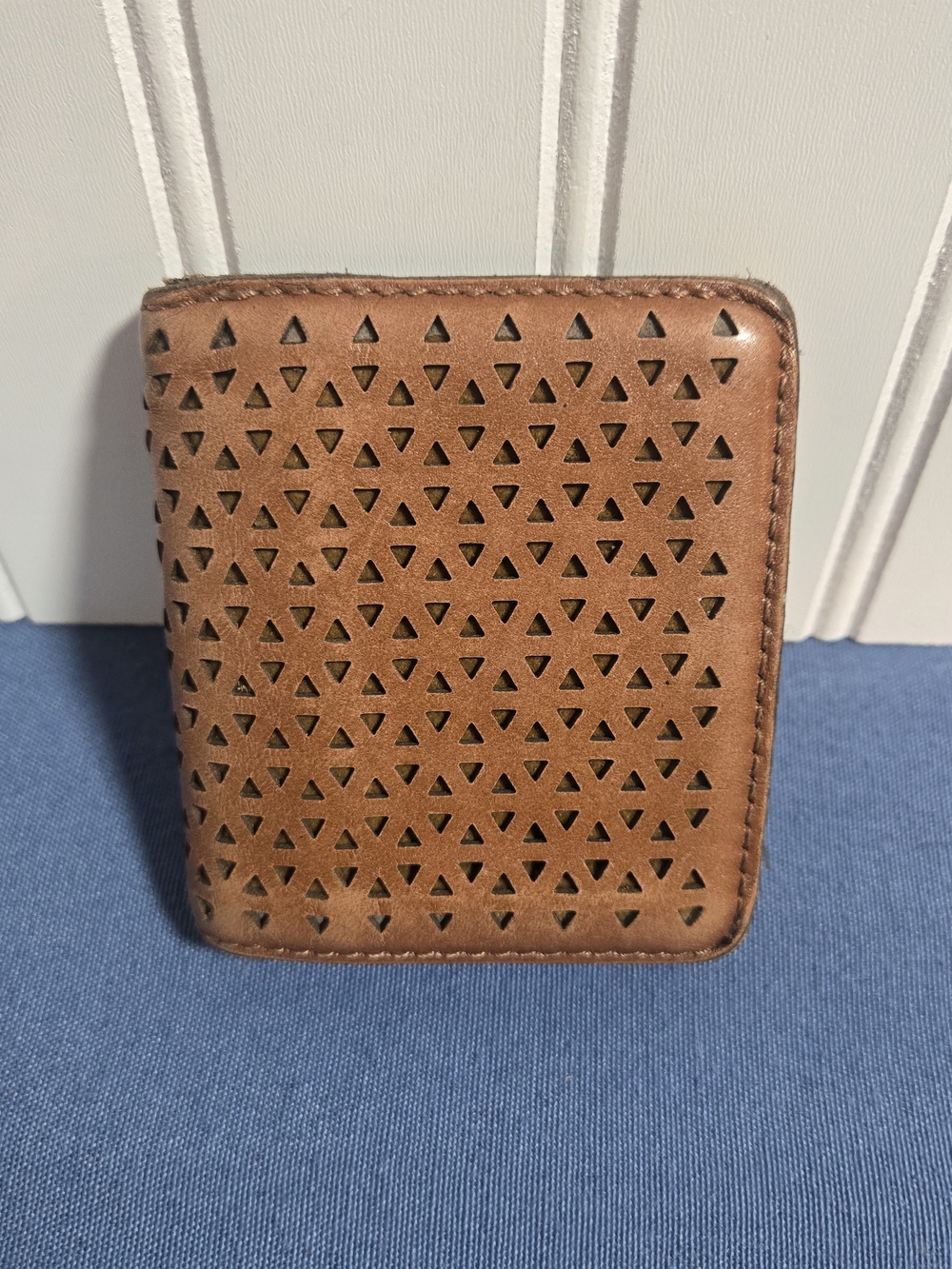Patricia Nash Perforated Tri-Cut Leather Wallet - Cognac Brown